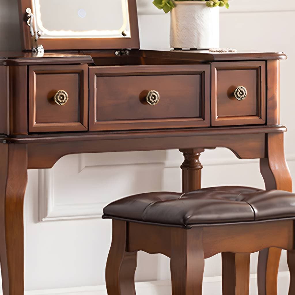 Tocador tradicional de madera con tapa abatible – product detail view 15