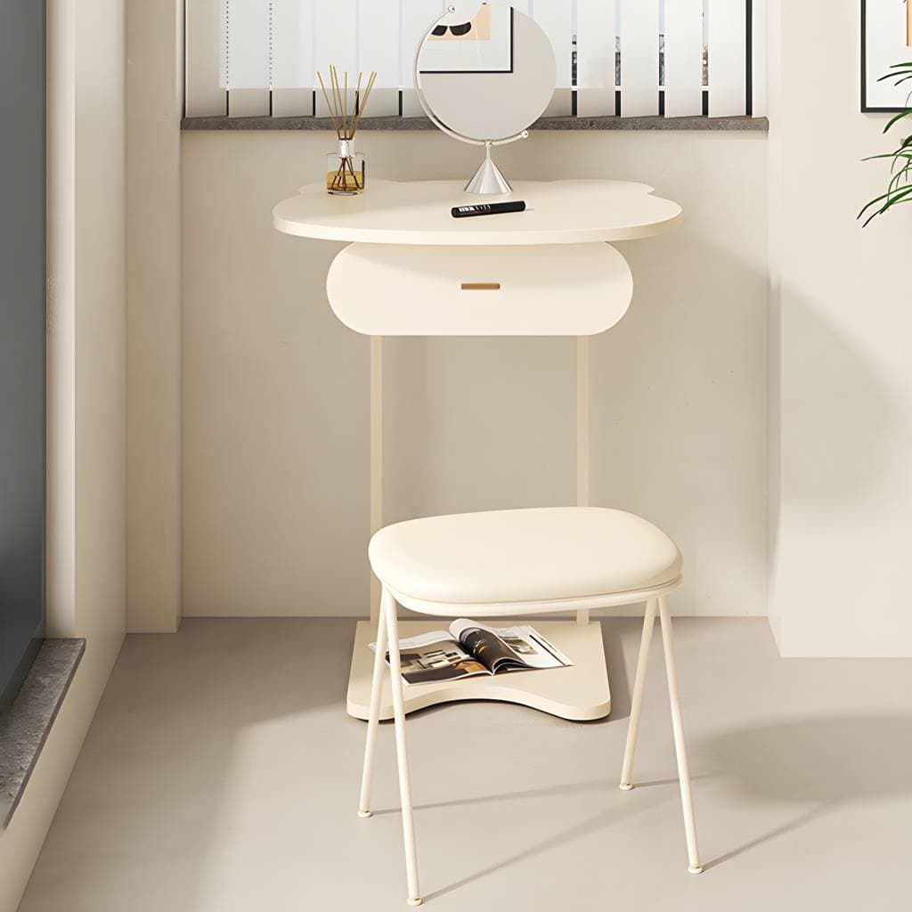 Toucador contemporâneo minimalista em madeira com banco – product detail view 2
